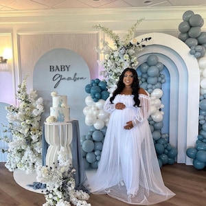 Plus Size Maternity Gown: Off-shoulder Tulle Baby Shower Dress