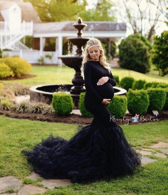 mermaid tulle maternity dress