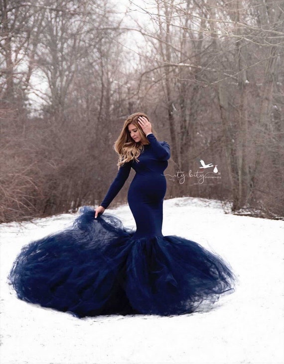 Maternity Scoop Neck Tulle Mermaid Gown Maternity Dress - Etsy