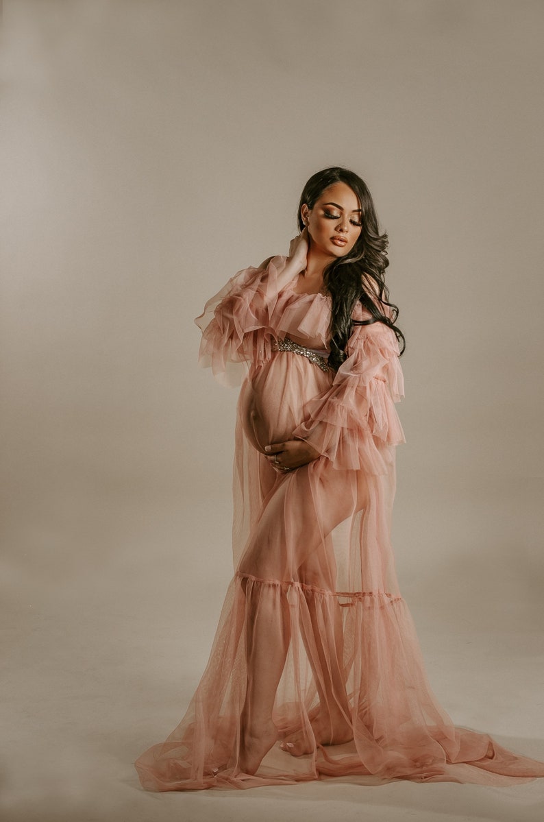 tulle maternity dress Poppy Flowing A Tulle Gown~Maternity Tulle ~~Maternity Dress