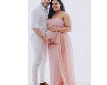 35colors~Maternity fitted strapless sweetheart gown~Maternity dress~Baby shower dress~Photography prop gown~Plus size gown~pregnancy dress