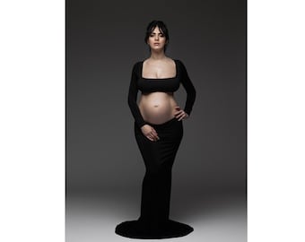 New! Two piece open belly convertible style-pregnancy Dress-mommy to be-sexy maternity-baby shower dress-photoshoot dress maternity