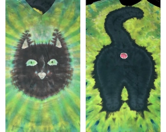 Front and back Cat Custom Tie Dye (Kids sizes)