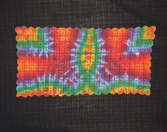 Hand Dyed crocheted Vintage table runner