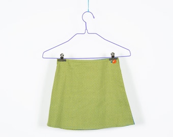 Winding skirt, cotton, for turning, 2 buttons, a cut skirt, dots, Gumibund, comfortable, light green, brown, yellow, blue