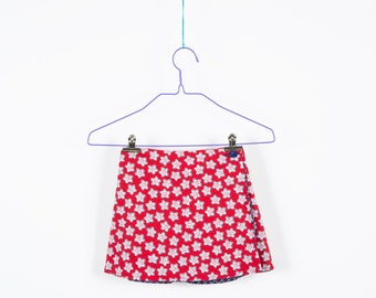 Wrapping skirt, cotton, for turning, 2 buttons, elastic waist, comfortable, easy to put on, floral pattern, a cut