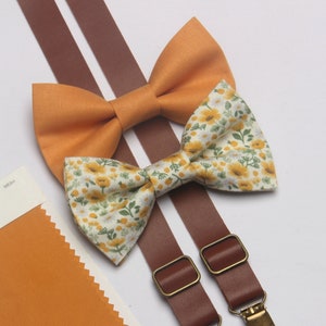 sunflowers Marigold gold yellow floral bow tie  for man wedding bow tie   match DAVID&#39;S BRIDAL for boys men  ring bearers  groomsman
