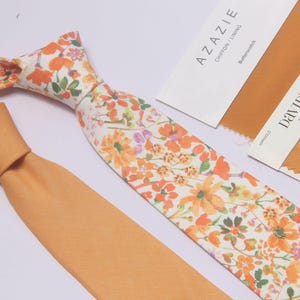 Marigold floral ties for men, gold yellow fall wedding tie, sunflower Groom Tie match DAVID&#39;S BRIDAL, Tie For Wedding Neck tie For Groomsmen