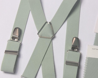 Dusty sage green suspenders, XS to XXL mens suspenders,wedding suspenders,custom groomsman suspenders,father suspenders, groom Suspenders,