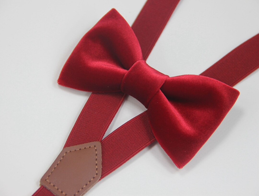 Bow Tie Suspenders Boys Men Red Velvet Bow Ties Red Suspenders Bow Tie