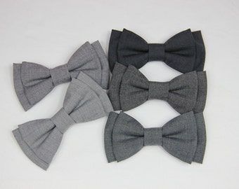 Szare chłopcy muszki, ciemnoszary/jasnoszary/grafitowe męskie łuk więzi, Baby Bow krawat, szare Bowtie. tie Bow dziecko, krawat muszka, weddingbow krawaty