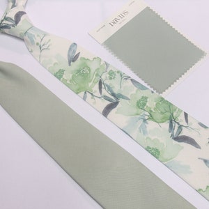 Floral neck tie, dusty sage floral Groom Tie,agave  sage tie, green Flower tie, match David&#39;s bride Wedding tie, Men&#39;s  tie, Groomsmen tie