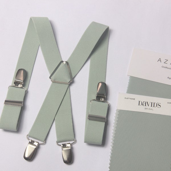 Dusty sage green suspenders, XS to XXL mens suspenders,wedding suspenders,custom groomsman suspenders,father suspenders, groom Suspenders,