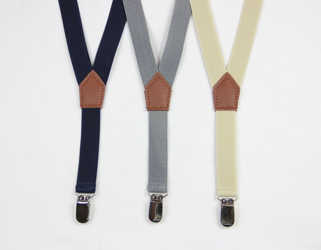 Navy Blue/beige/gray/black Boys Suspenders3 Clips Kids Etsy