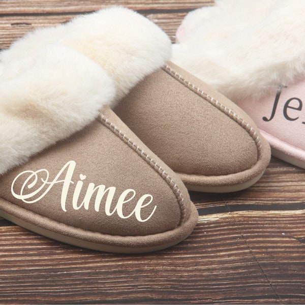 Cadeau personnalisé pour papa, maman, chaussons personnalisés, chaussons duveteux pour femmes, chaussons pour hommes, cadeau pour maman, cadeau pour soeur, grand-père, grand-mère