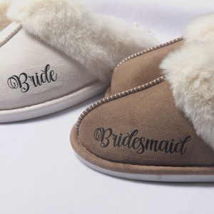 Personalised bridesmaid Fluffy Slippers  gift for her gift for boyfriends bride  gift ideas gift for mum gift for sister gift for dad