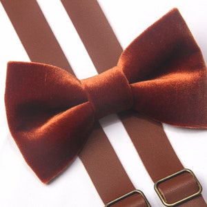 Burnt orange sienna  velvet  Bow tie Bowtie for Men Adult / Youth Teenage / Boy Kids / Toddler Baby Infant match David's bridal