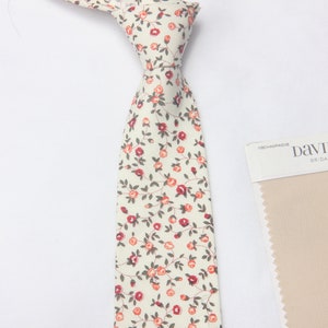 Champagne floral  ties for men, cream  men's tie,  Groom Tie  match DAVID'S BRIDAL, Tie For Wedding Necktie For Groomsmen