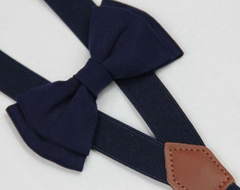 Navy blue bow tie,boy bow tie,men bowtie/bow tie,navy blue suspenders,infant bowtie,toddler bowtie,wedding bowtie