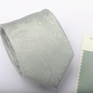 Dusty sage green Paisley  men  ties  wedding groom silk  tie  match DAVID&#39;S BRIDAL for men groomsman neck tie,grooms gift