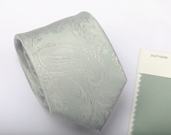 Dusty Salbei Grün Paisley Männer Krawatten Hochzeit Bräutigam Seidenkrawatte Match DAVID'S BRIDAL für Männer Groomsman Krawatte, Bräutigam Geschenk