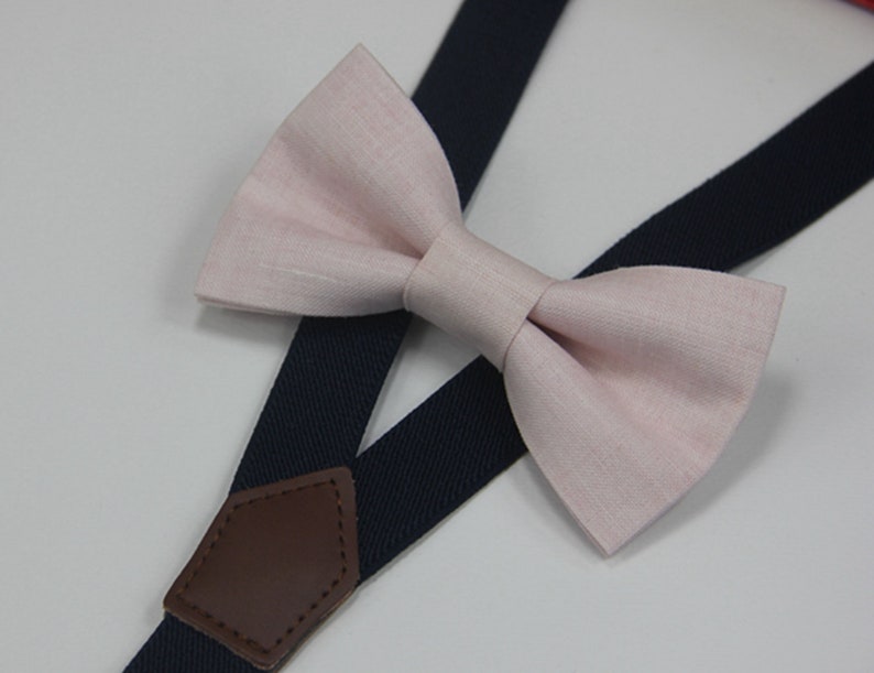 Pastel light pink Linen Bow tie for boys kids bowtie Men Etsy