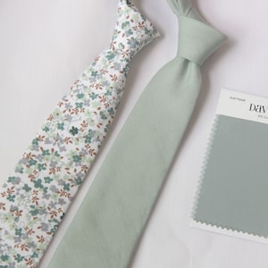 Dusty sage ties for men, floral Groom Tie, Tie For Wedding  Necktie For Groomsmen ,sage  Pocket Square With Tie  sage  Men's Tie  Bow tie