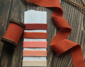 Cotton Ribbon 3 yards burnt orange  bouquet cotton gifts ribbon  hand made ribbon orange wedding decor neutral ribbon Gift wraps