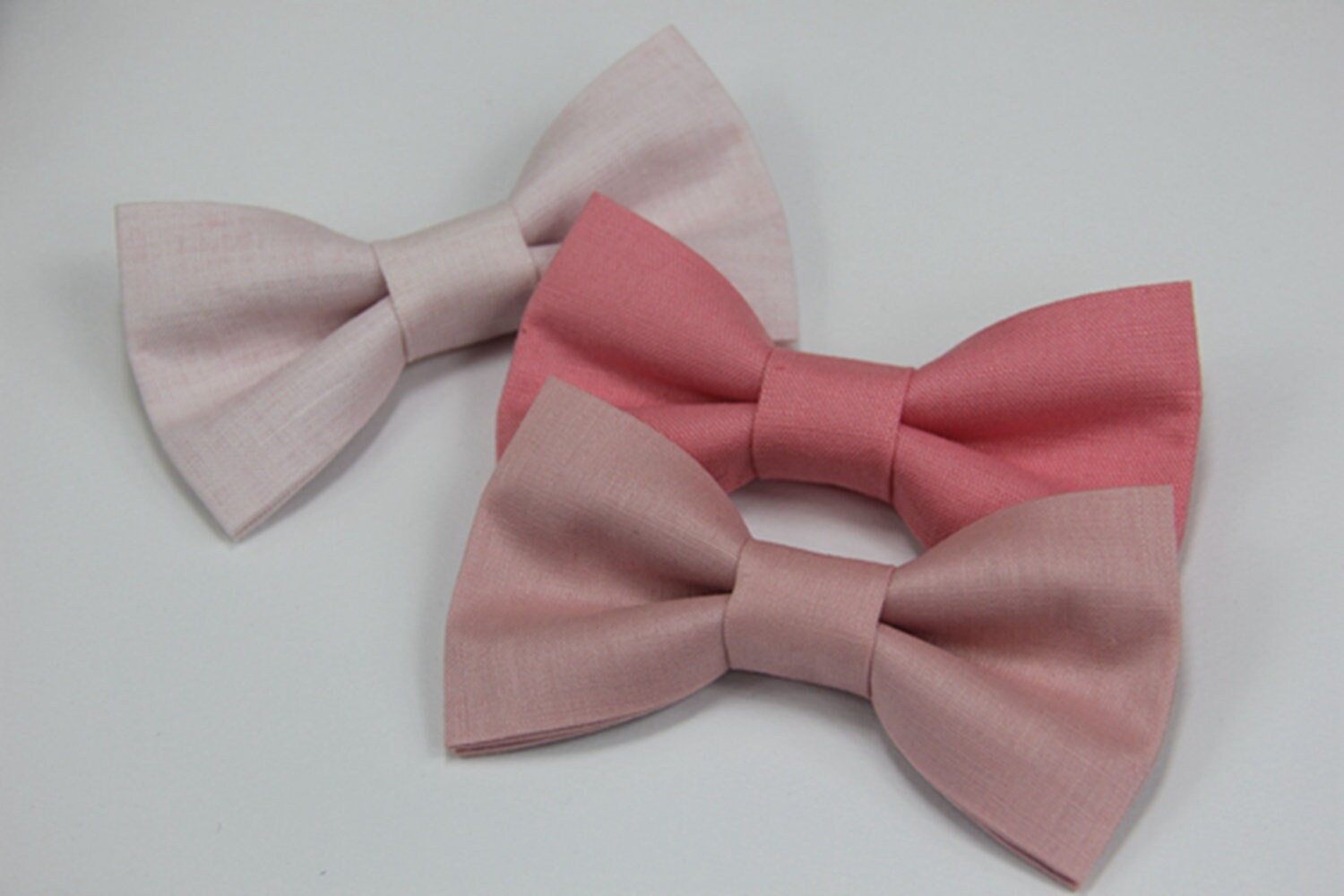 Pale Coral Pink Blush Pink Linen Bow Tie Navy Blue Adjustable Etsy