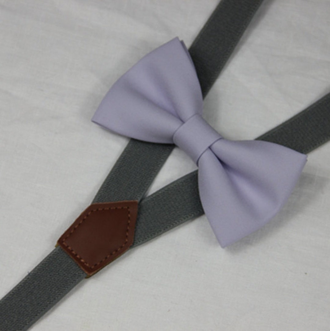 BOWTIE SUSPENDER Setlight Lavender Boys Bowtiesgrey Etsy