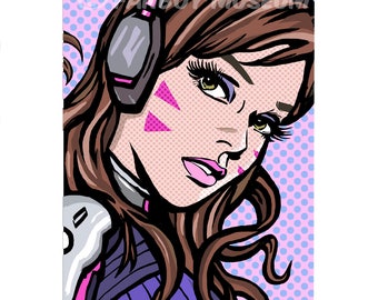 D-Va Overwatch Lichtenstein Girl Poster Print