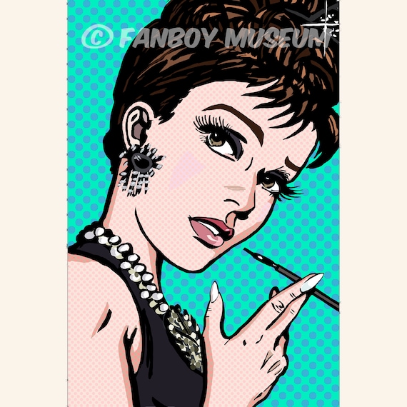 Hepburn Lichtenstein Girl Pop Art Print -
