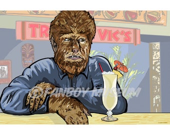 Wolfman Drinking a Pina Colada at Trader Vics Print