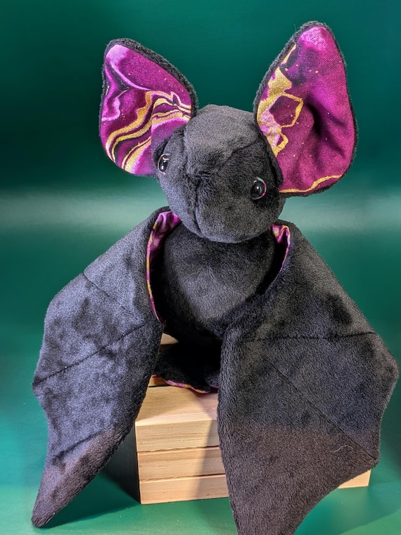 Handmade Soft Minky Bat Plush - Black and Pink - Handmade in Quebec - Etsy