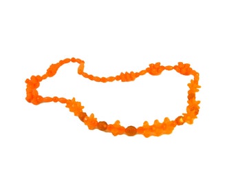 Orange beaded necklace flowers vintage plastic adult or child Jewelry orange color necklace vintage  J N 003