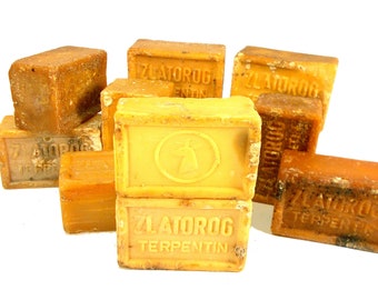 Collectible vintage Turpentine soap Old stock painting brush cleaningAuthentic Original Unused ZLATOROG large soap bar 60s Yugoslavia