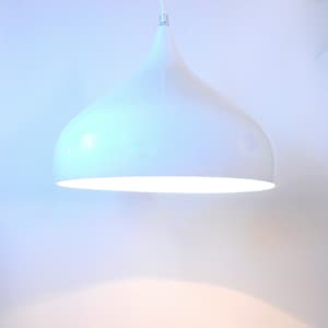 Vintage White Enamel Pendant Light: Scandinavian Danish Design, 1980s