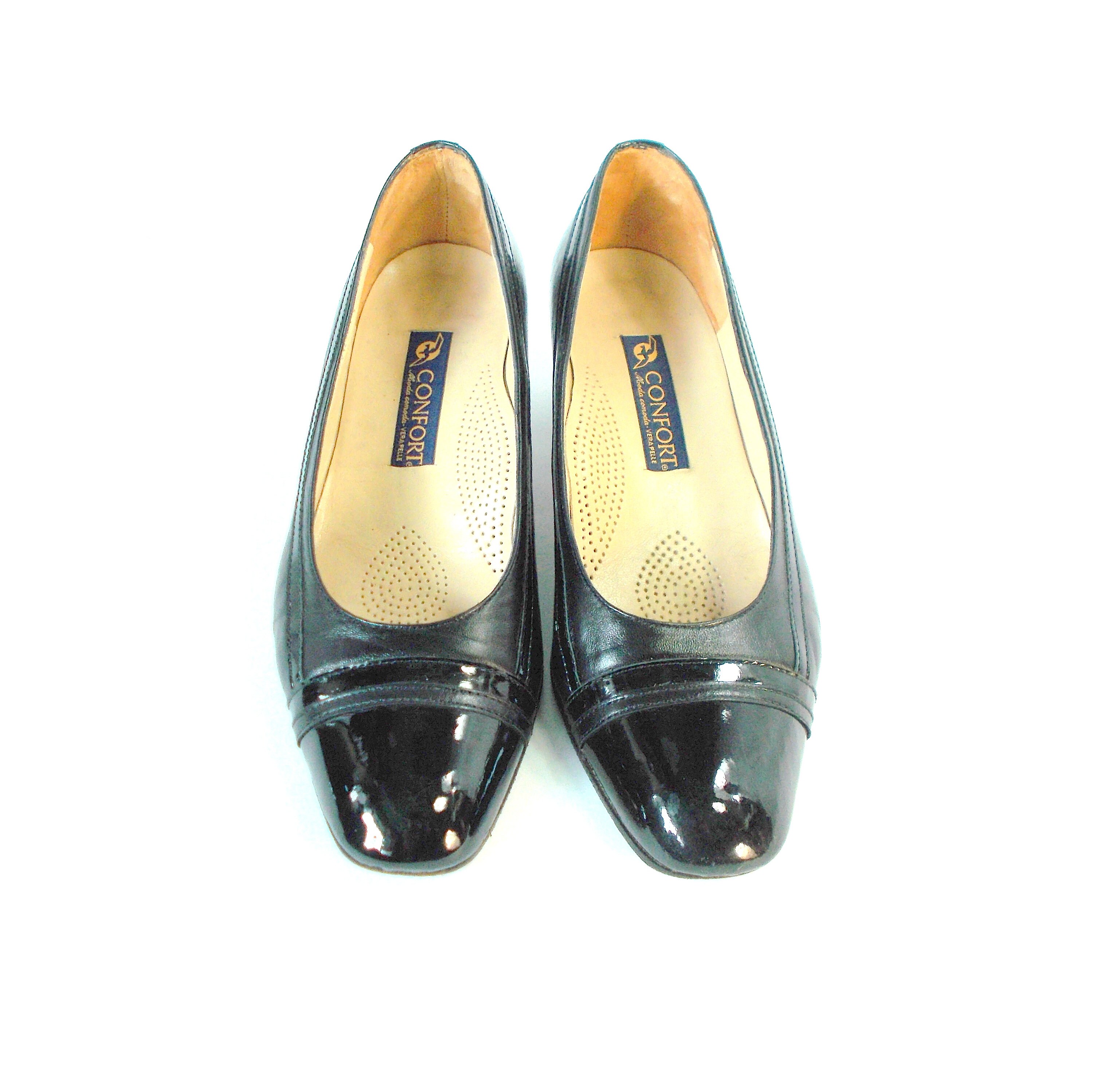 Elegant Italian Block Heel All Leather Vintage Shoes 90s Quality MODA ...
