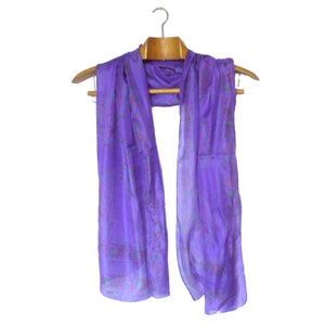 Vintage Paisley Silk Bandana: XL Purple Floral Scarf