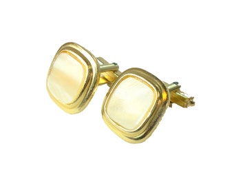 Vintage shirt cufflinks Mother of Pearl Mens gold plated square vintage accessories Mens jewelry cuff links MJ002