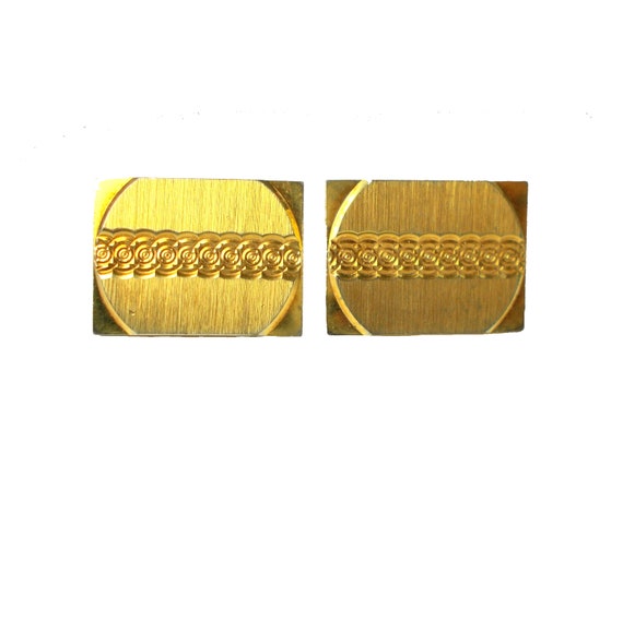 Boutons De Manchette Anciens En Alliage Doré - Style Rectangulaire, Vintage