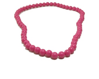 Pink beaded necklace vintage plastic balls adult or child Jewelry pink color pearls necklace vintage  J N 005