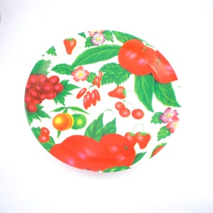 Vintage melamine dienblad: retro fruitontwerp uit de jaren 70