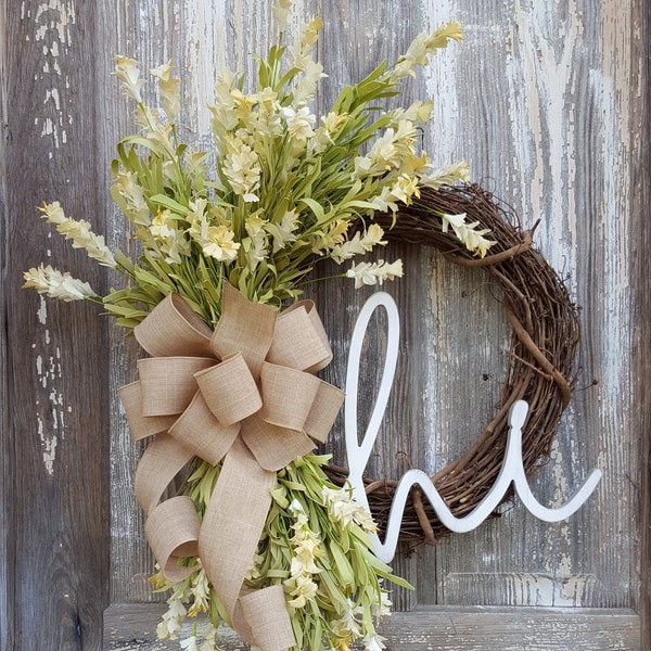 Couronne de ferme, décor de ferme de crème, couronne de ressort pour la porte d'entrée, décor d'été, couronne ronde d'année