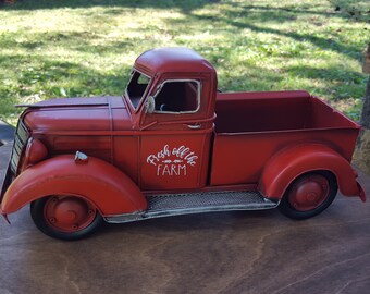 vintage red metal truck