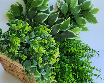 DIY Greenery Box, Greenery Supply Box Starter Kit, Wreath Making Greenery Supplies, Faux Greenery bushes, Assorted Greenery Home Decor