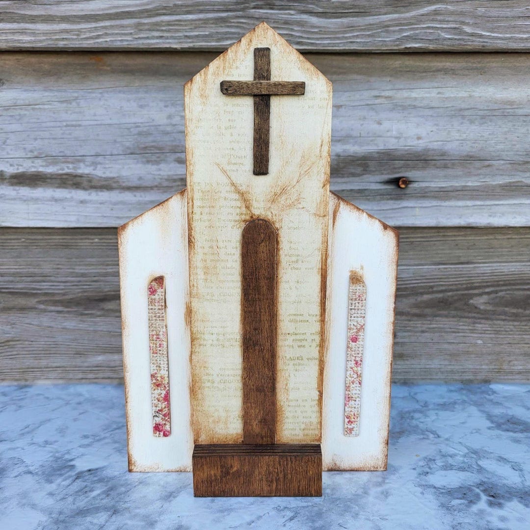 Rustic Church Merch Rustic Wood Church Decor, Religious Shelf Sitter - Etsy