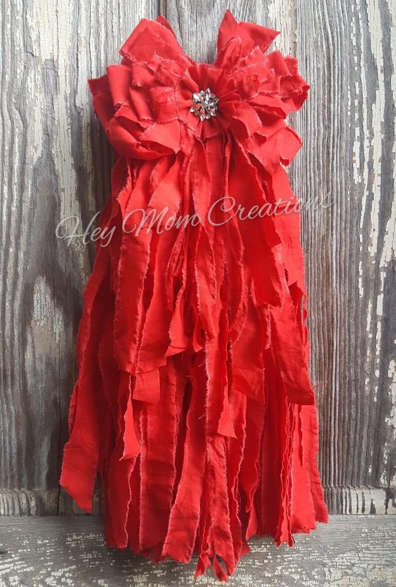 Wreath attachment for Christmas Christmas decoration for home Red rag bow Shabby chic bow