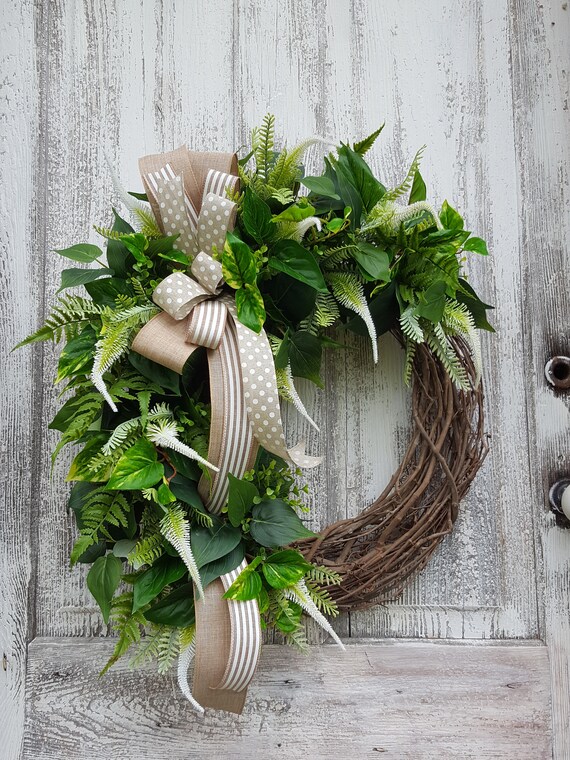 Spring Wreath Wedding Ivory, White, Wreath Green Cream Everyday Wreath,  Door Wreath, Front Door Wreath 2023 