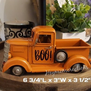 Fall Halloween Tiered tray decor, Mini Metal Halloween Truck, Rustic Orange Fall Truck,